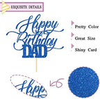 INNORU Glitter Happy Birthday Dad Cake Topper - Father's Birthday Cake Decor - Father's Day Party Cake Decorations for Men - Navy Blue