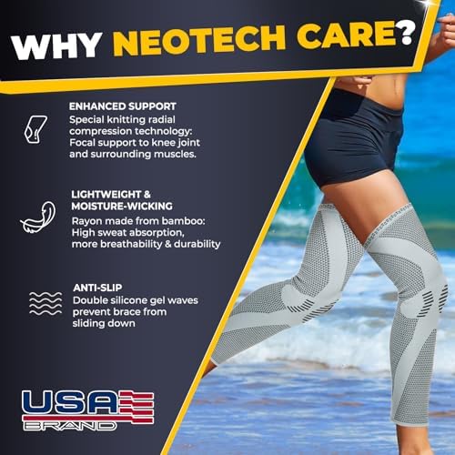 NeoTech Care Knee & Leg Support Brace - Breathable (Gray Color, Size L, 1 Unit)