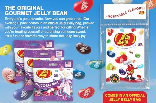 Jelly Belly Unicorn Mix Jelly Beans, 3.5 oz Grab & Go Bags - Pack of 3 sold in Jelly Belly Bag
