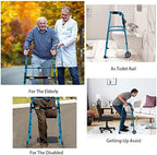 Goplus Walkers for Seniors, Foldable Standard Walker with 5’’ Wheels and Removable Padded Armrests 440lbs, Lightweight Walking Mobility Aid, Folding Platform Walker for Elderly, Handicap, Disabled