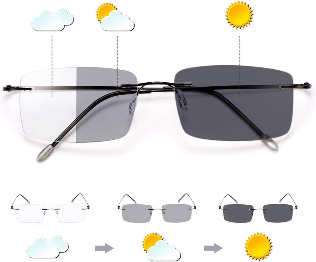 Photochromic Progressive Multifocus Computer Reading Glasses Transition Sunglasses for Men Women Presbyopia Readers