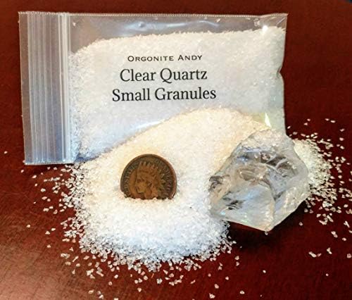 Orgonite Andy - Clear Quartz - Small Granules - Fine Crystal Sand - 100% Natural Brazilian Stone - Pure Crushed Healing Gemstones (4 oz)