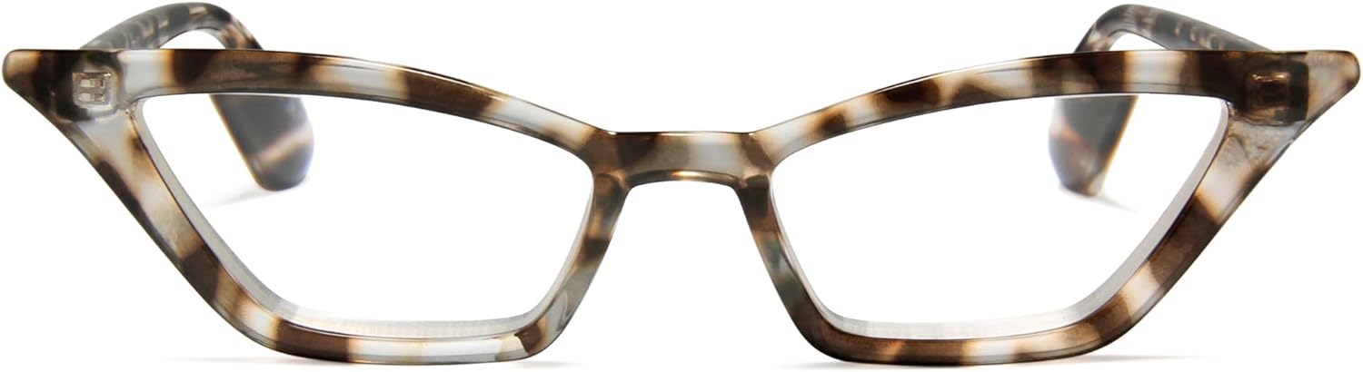 2SeeLife Premium Cat Eye Reading Glasses for Women – Narrow-Medium Fit, Sturdy Frame, Spring Hinges, Stylish Funky Readers, Clear Tortoise, +1.50