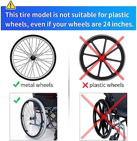 Wheelchair Rear Wheel Solid Tires (Pair) 24x1 3/8" PU Non Pneumatic Tires, Suitable for Manual Wheelchair Tire Replacement (24x1 3/8" Black).