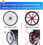 Wheelchair Rear Wheel Solid Tires (Pair) 24x1 3/8" PU Non Pneumatic Tires, Suitable for Manual Wheelchair Tire Replacement (24x1 3/8" Black).
