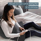 Beurer UHP26DRKGRY Heating Pad for Back/Shoulder/Neck/Knee/Leg, Soft Fabric, Fast Heating, XL Size 12” x 24”, 6 Temperature Settings, 2-Hour Auto-Off, Machine Washable