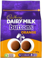 Cadbury Dairy Milk Chocolate Orange Flavour Giant Buttons, Sharing Bag, Bite Size Treats, 100 g Bag (Pack of 1)
