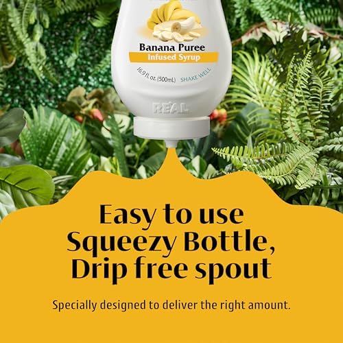 Banana Reàl, Banana Puree Infused Syrup, 16.9 FL OZ Squeezable Bottle (Pack of 1)