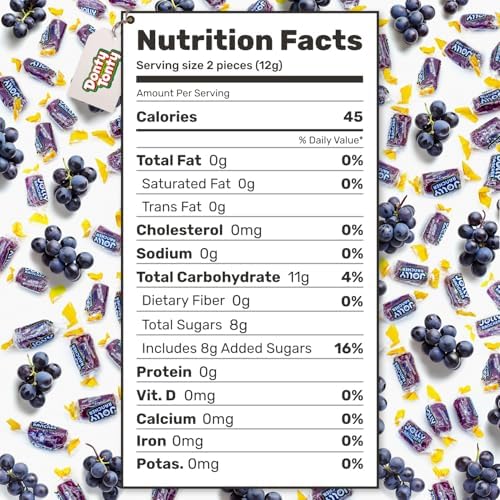 Hard Candy GRAPE Original Flavor 2 lb - Bulk Assorted Twists Display Bag, Individually Wrapped (148 Pieces)