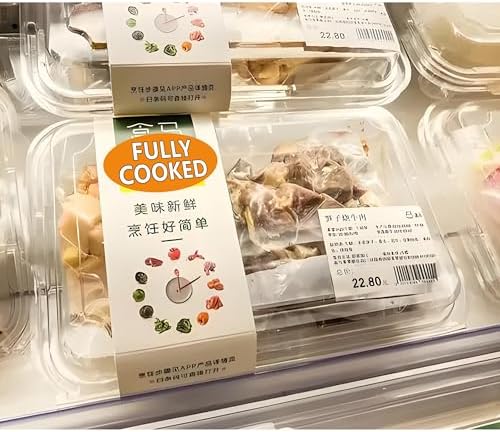 Fully Cooked Grocery Store Food Labels 2x1 Inch Adhesive Stickers for Food,500 Pcs Per Roll