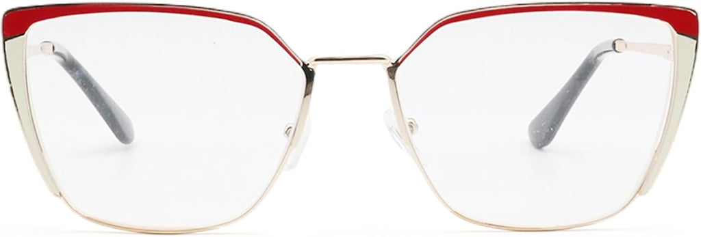 Oversized Metal Frame Reading Glasses for Women,Fashion Cat Eye Ladies Readers