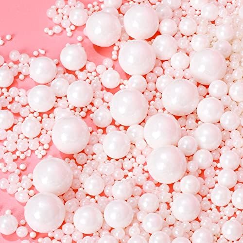 Edible White Pearl Sugar Sprinkles Candy 120g/ 4.2oz Baking Cake Sprinkles Cupcake Toppers Ice Cream Toppings Cookie Decorations Wedding Party Valentines Halloween Christmas Mother's Day Supplies