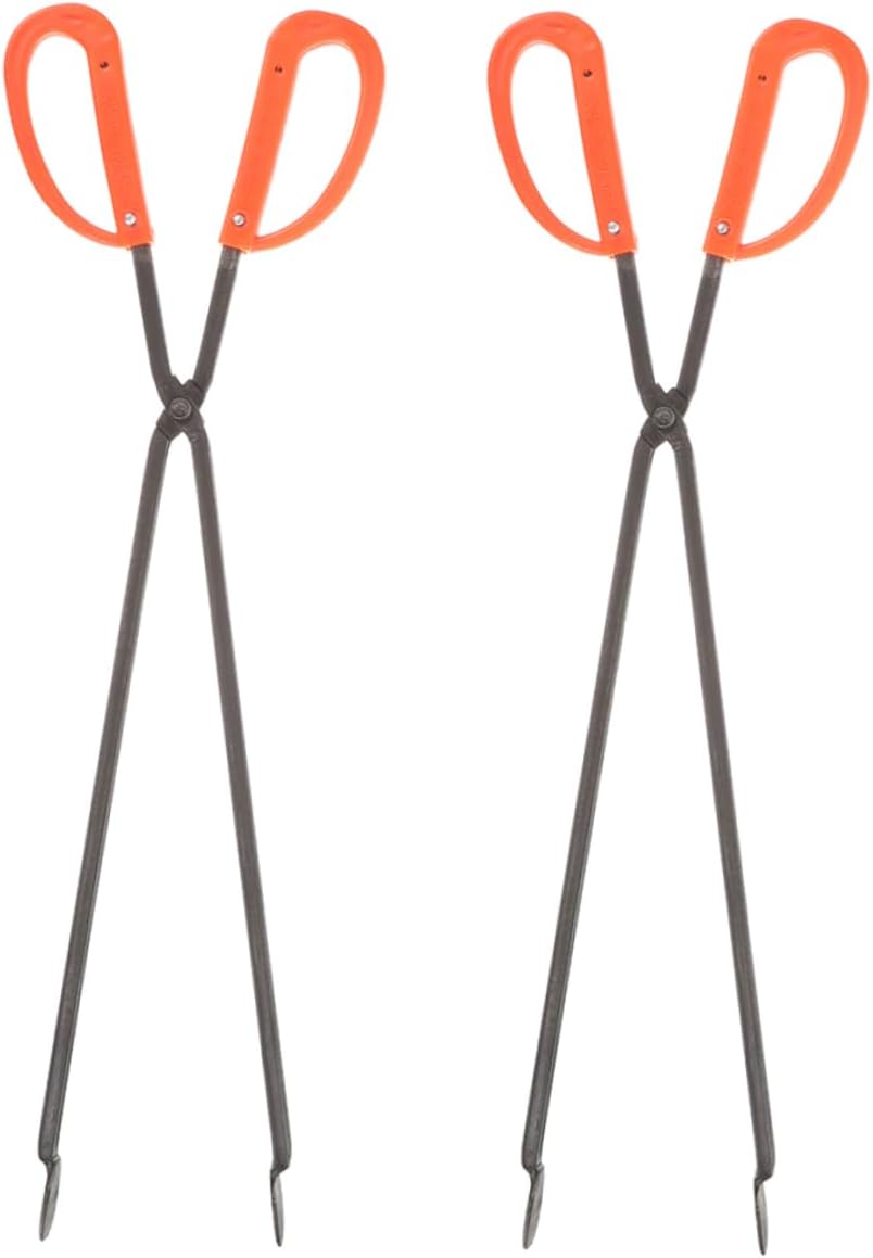 STOBAZA 2pcs Garbage Tongs Clips Trash Picker Grabber Firewood Tong Fire Pit Outdoor Use Grabber