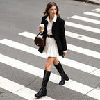 Choiran Knee High Boots for Women - Platform Chunky Square Toe Tall Boots with Block Heeled Side Zipper, Fashion Long Gogo Boots for Spring Fall