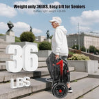 Electric Wheelchairs for Adults Foldable 36LBS Lightweight, 15 Miles Travel Range& Max Support 350 LBS, 500W Brushless Motors Power Motorized for Seniors& LED Light& Airline Approval-Red Style