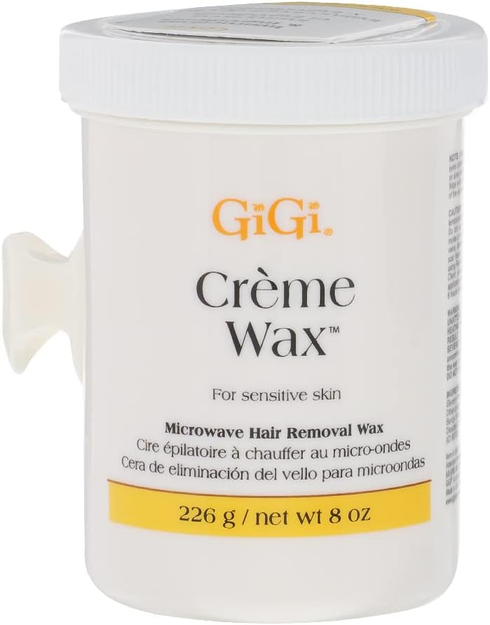 Gigi Crème Wax Microwave Hair Removal Wax for Face & Body, Gentle Soft Wax Formula for Fine To Coarse Hair, At-Home Waxing, 8 Oz
