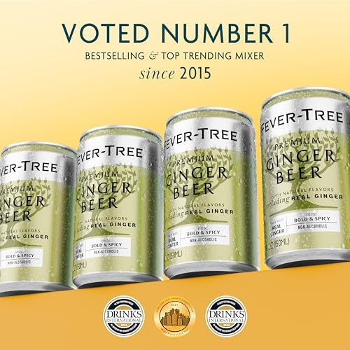 Fever-Tree Ginger Beer – Premium Mixer for Cocktails and Mocktails, 5.1 fl oz Cans, Pack of 24 – Naturally Sourced, Non-GMO