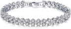 Elegant Zircon Crystal Bracelet for Women – European-American Inspired Sparkling Fashion Accessory, Adjustable Lightweight Tennis Bracelet Jewelry Gift