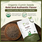 Organic Way Premium Cumin/Jeera Seeds Whole (Cuminum cyminum) - Adds Flavour & Aroma | Organic & Kosher Certified | Raw, Vegan, Non GMO & Gluten Free | USDA Certified | Origin - India (1/2 LBS)