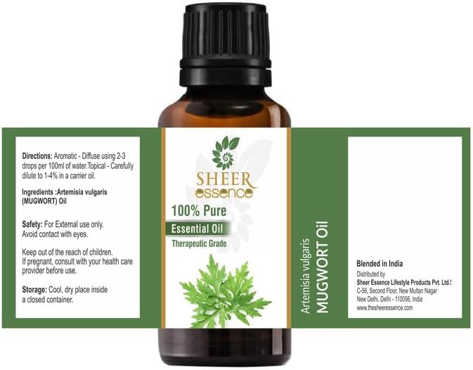 Mugwort Oil (Artemisia Vulgaris) Essential Oil 100% Pure Natural Undiluted Uncut Therapeutic Grade Oil 0.16 Fl.OZ