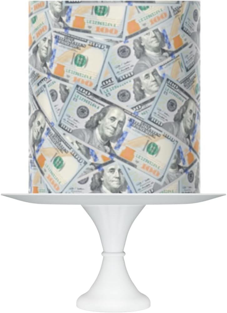 Money Edible print cake wrap topper icing sheet 8x10in, 100 dollars bill topper