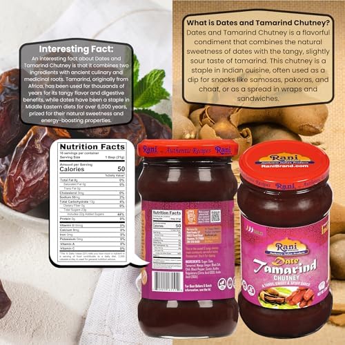 Rani Dates & Tamarind (Imli) Chutney 12.3oz (350g) Glass Jar, Ready to eat, Vegan ~ Gluten Free | NON-GMO | Kosher | No Colors | Indian Origin