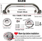 Brushed Nickel Grab Bar 12 Inch, 2 Pack Safety Bathroom Grab Bars, Stainless Steel Shower Grab Bar, Balanced Support Bar, Toilet Assist Handle for Handicap Elderly Senior (1" Diameter)