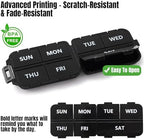 7 Day Compact Pill Organizer, Foldable Portable Travel Pill Box with Double Protection, Daily Small Pill Case Dispenser for Medication, Vitamins, Supplements (Black)