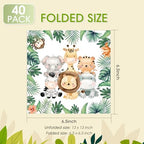 40Pcs Safari Animals Paper Napkins Green Jungle Disposable Baby Shower Decorations for Animal Theme Birthday Party Wild Animals Birthday Decorations Party Supplies 6.5" x 6.5"inch