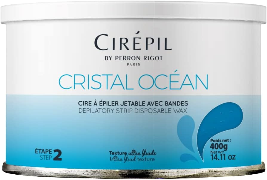 Cirepil - Cristal Ocean - 400g / 14.11 oz Soft Wax Tin - Hypoallergenic, Rosin-Free Strip Wax for Sensitive Skin - Unscented Professional Hair Removal Refill for Legs, Arms, and Back