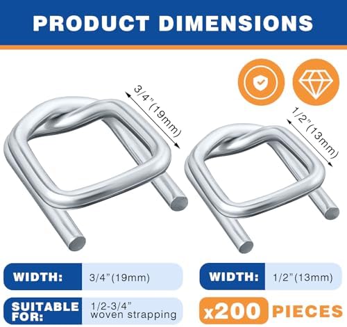 200 Pack Galvanized Cord Strapping Buckles 3/4", Metal Wire Buckles with Galvanized Coating for Woven Cord Strapping, Reusable Strap Buckle