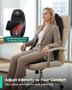 Snailax Shiatsu Back Massager with Heat Massage Chair Pad Kneading Back Massager for Pain Relief Deep Tissue Chair Massage Pad for Office Home