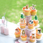 40Pcs Edible Animal Cupcake Toppers Wafer Paper Woodland Cupcake Toppers Picks for Animal Drink Topper Baby Shower or Birthday Party Decoration