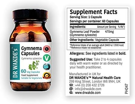 DR WAKDE's® Gymnema Capsules (Gudmar) I 100% Herbal I 60 Veggie Capsules I Ayurvedic Supplement I All Natural