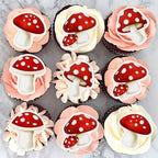 40Pcs Edible Red Mushroom Cupcake Toppers Cute Mushroom Cupcake Picks Mushrooms Drink Topper for Plant Theme Baby Shower Kids Boy Girl Birthday Cupcake Decorations Spring Fairy Party Decorations