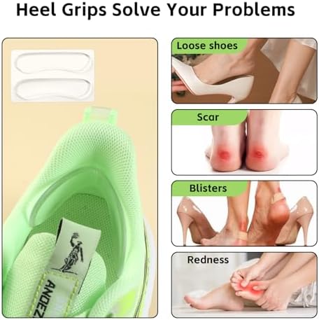 34 Pcs Silicone High Heel Cushion Inserts Pad, Anti Slip Shoe Strap Grip, Sling Backs Foot Support Sticker, Gel Protector Strips for Women Men Sandals Sports Sneakers