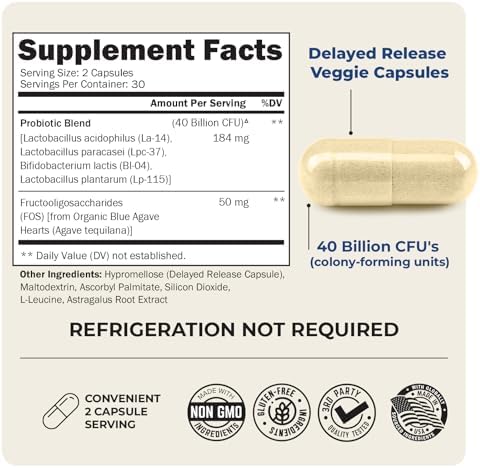 BioSchwartz Daily Probiotic Nutritional Supplement - 40 Billion CFU for Gut Health - Probiotics for Men and Women - Digestive Health with Astragalus & Lactobacillus - Shelf Stable - 60 Count
