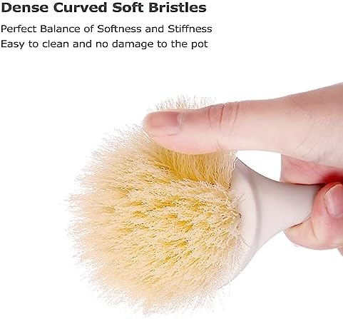 Facjoleco Dish Brush with Handle, Pot Brush, 2 Pack Kitchen Scrub Brushes for Cleaning, Dish Scrubber with Soft Bristles for Sink, Pots, Pans