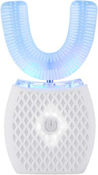 Ultrasonic Automatic Toothbrush, Ultrasonic U-Shaped Toothbrushes for Adult, 360° Mouth Cleaning, Electric ToothBrush with Automatic Timer, Wireless Charging Teethbrush Kit for Travel Or Home (White)