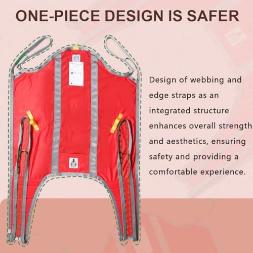 Toileting Lift Sling with High Back, Universal Patient Lift Sling with Divided Leg U-Sling for Transfer, Sitting & Commode Use, 500lbs(Medium)