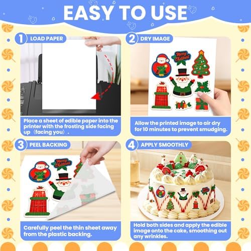 SENTRELA Edible Paper 25 Count A4 11.7" x 8.3" Sugar Sheets for Edible Printer Edible Image Paper Frosting Sheets Icing Sheets for Edible Paper Printer Sugar Paper Edible Sheets for Cakes