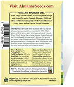The Old Farmer's Almanac Organic Dill (Bouquet) Seeds - Approx 750 Seeds - Certified Organic, Non-GMO, Open Pollinated, Heirloom, USA Origin