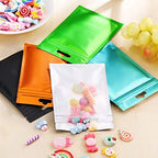 Hestya 200 Pieces Film Resealable Bags Polyester Odor Proof Bags Aluminum Foil Food Storage Metallic Flat Zipper Sealable Pouch for Small Business Candy Sample Packaging(3.1 x 5.1 Inch,Multicolor)