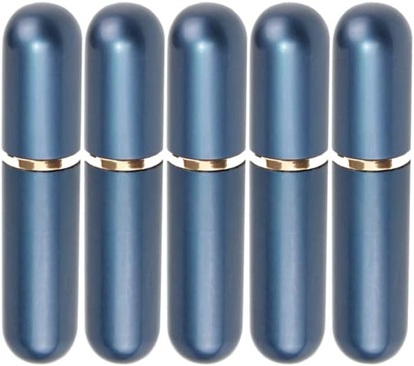 Darkblue Aluminum Essential Oil Nasal Inhaler Tubes Personal Empty Refillable Elegant Aluminum and Glass Nasal Inhalers Set with Cotton Wicks 5 pcs