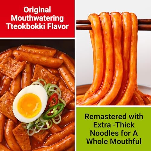 Nongshim Tteokbokki Style Noodles, Sweet and Spicy Sauce, Korean Instant Noodles, Wheat Stir Fry Style Noodles, Korean Street Food-Inspired Flavor, 9.17 oz (Pack of 10)