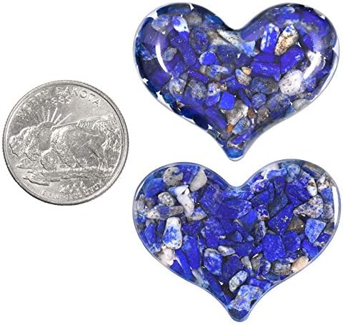 mookaitedecor Set of 5 Lapis Lazuli Heart Shape Pocket Palm Stones, Polished Reiki Stone Love Heart Crystal for Healing Reiki, Jewelry Making, Home Decoration