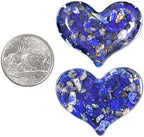mookaitedecor Set of 5 Lapis Lazuli Heart Shape Pocket Palm Stones, Polished Reiki Stone Love Heart Crystal for Healing Reiki, Jewelry Making, Home Decoration