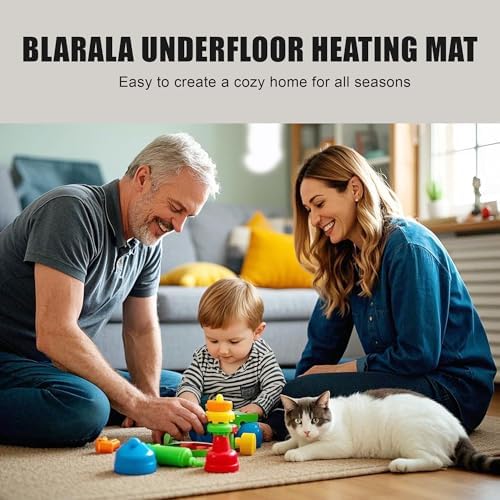 Electric Radiant Floor Heating System, 100 Sq.ft Electric Heated Floor Mats for Bathroom, Includes Programmable Thermostat, Heat Mat, Installation Monitor, and Temperature Sensors