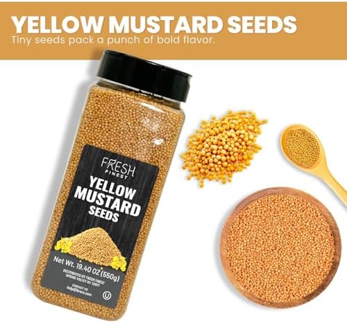 Fresh Finest Whole Bold Yellow Mustard Seed, Kosher & Non-GMO, 550G (19.40oz)