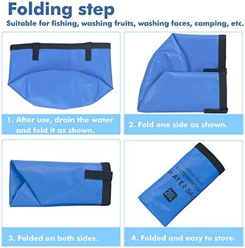 YUMQUA Collapsible Bucket 5 Gallon, Multifunctional Portable Folding Bucket Water Container Wash Basin for Camping Fishing Hiking Traveling Backpacking Outdoor Survival Gardening Car Washing